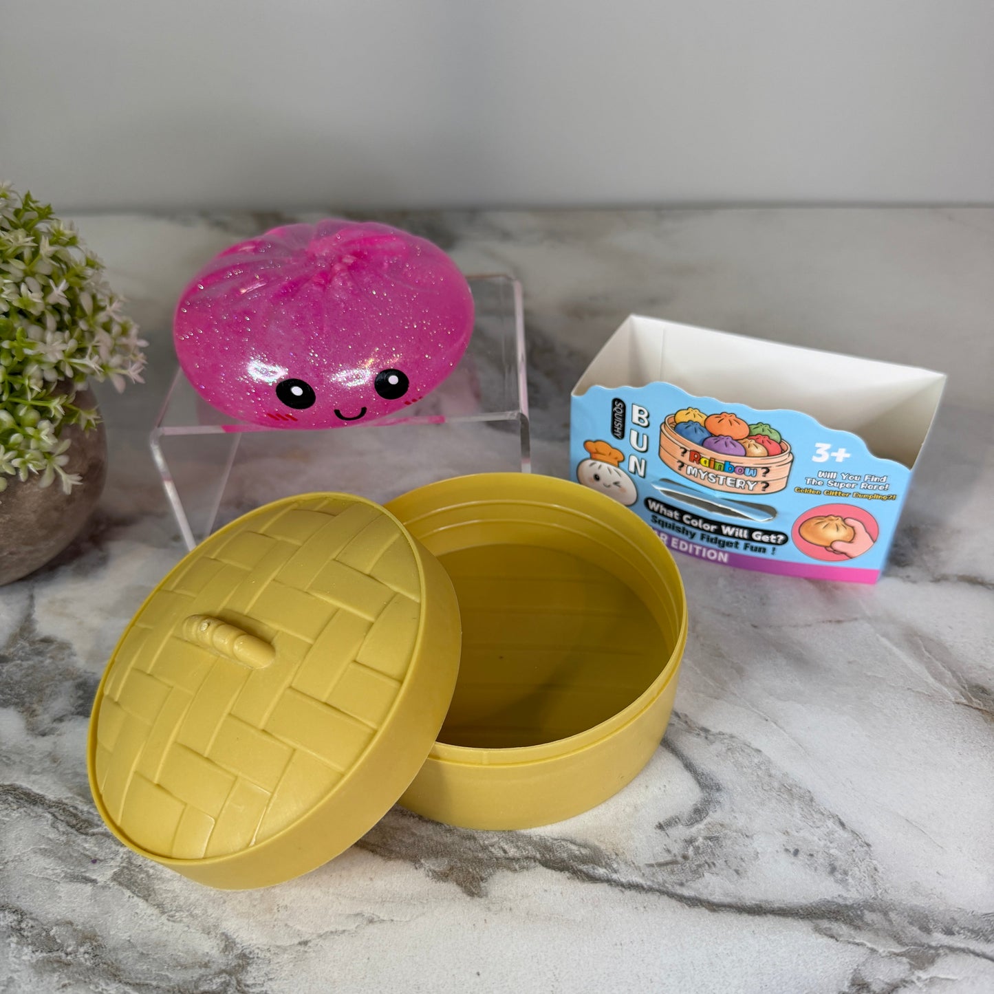 Squishy Toy - Viral Dumpling, Slow Rise Glitter - Pink