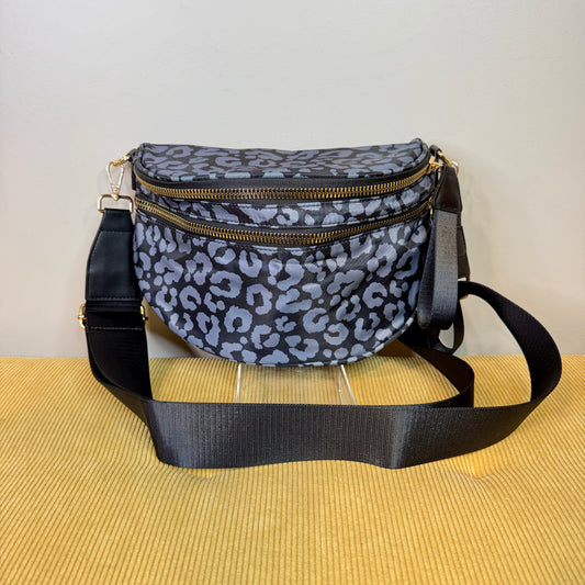 The Roni Nylon Crossbody - Black & Grey Animal
