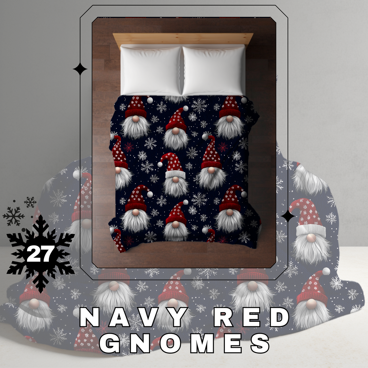 Blanket Christmas #27 - Navy Red Gnomes - PREORDER