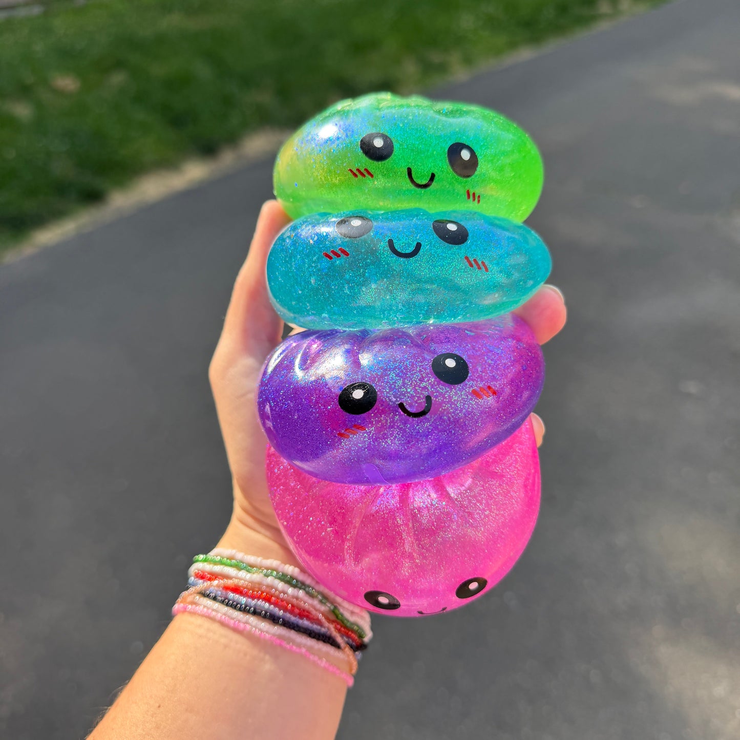 Squishy Toy - Viral Dumpling, Slow Rise Glitter - Green