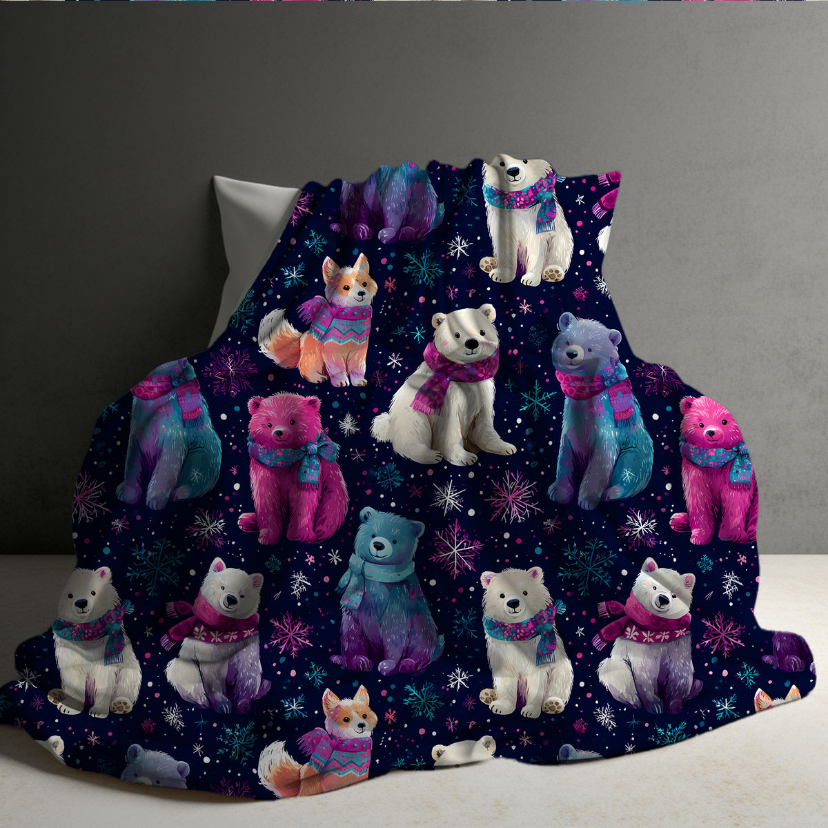 Blanket Christmas #44 - Pink & Purple Polar Bear - PREORDER