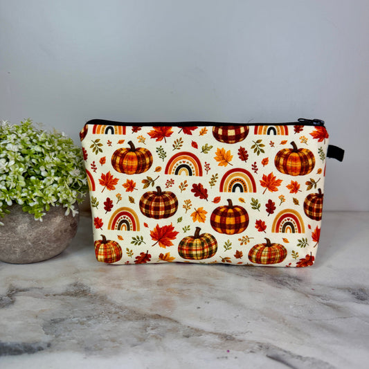 Pouch - Halloween Fall - Plaid Rainbow Pumpkin
