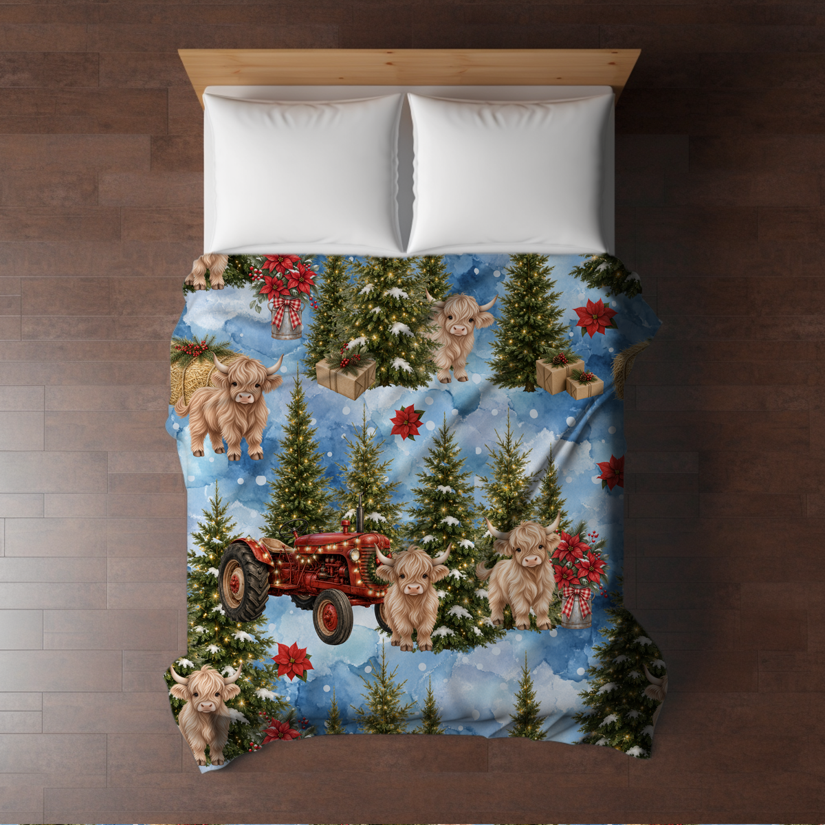 Blanket Christmas #35 - Farm Tree Highland Cow - PREORDER