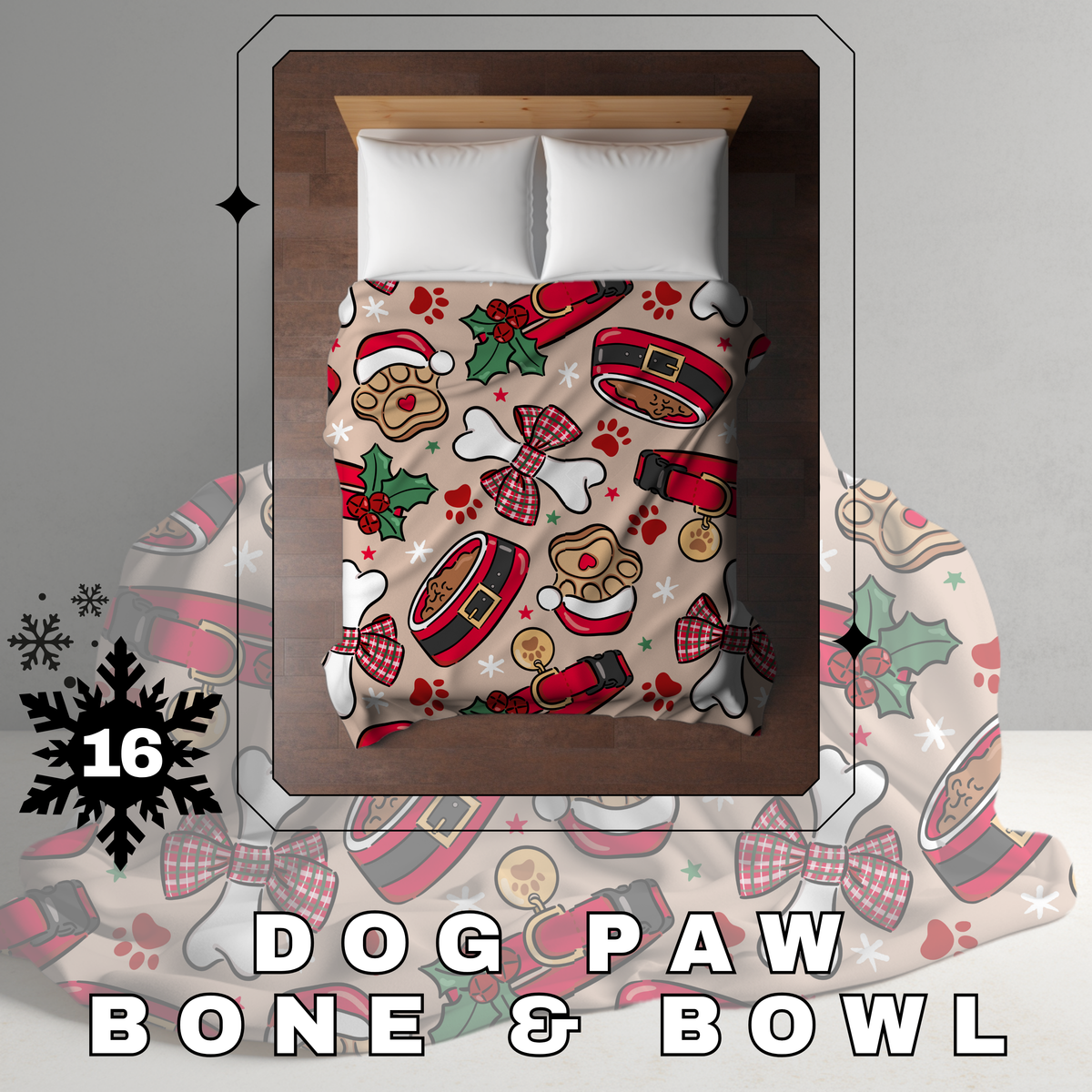 Blanket Christmas #16 - Dog Paw Bone & Bowl - PREORDER