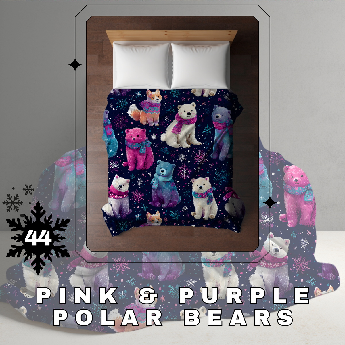 Blanket Christmas #44 - Pink & Purple Polar Bear - PREORDER